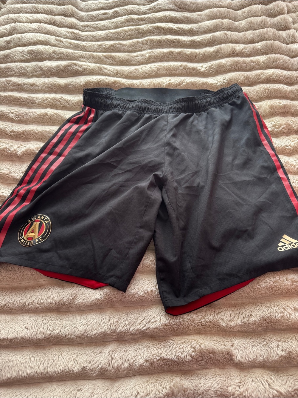 adidas Men’s Black and Red Athletic Training Shorts with Atlanta United Crest